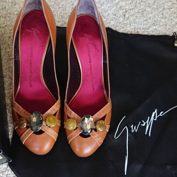 Giuseppe Zanotti Cognac Heels with Stone Embellishments Pumps size 36.5 - Picture 1 of 14